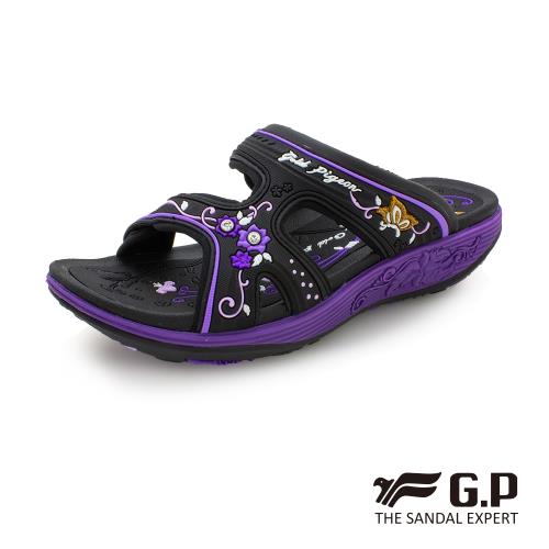 G.P 搖曳生姿蝶花雙帶拖鞋G9071W-紫色(SIZE:36-39 共三色)