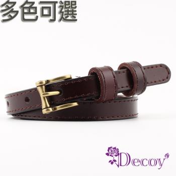 【Decoy】古銅方框＊典雅細真牛皮皮帶/4色可選