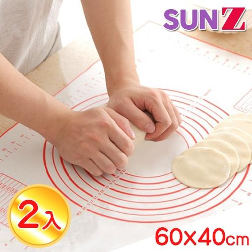 SUNZ 日式食品級防滑耐熱硅膠萬用揉麵墊60x40公分(加大超值2入組)