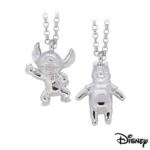 Disney迪士尼系列金飾 立體純銀墜子-焦點史迪奇款+樂活維尼款 送項鍊