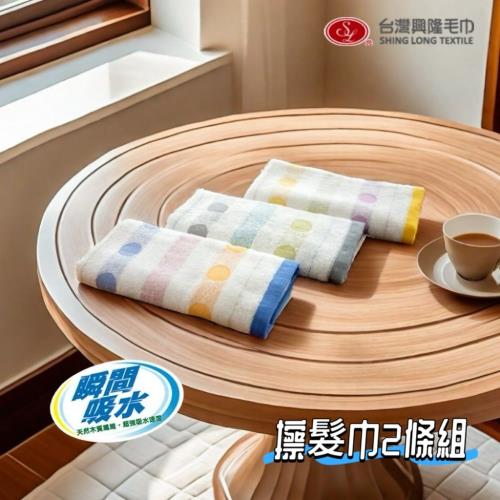 【台灣興隆毛巾】瞬間吸水擦髮巾-多彩圓點 2條毛巾組(多款可選)