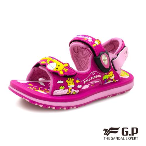 G.P 可愛長頸鹿兒童磁扣兩用涼拖鞋G9214BB-桃紅色(SIZE:24-30 共三色)