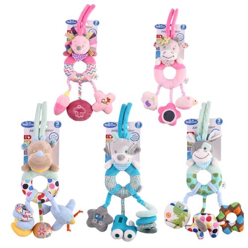 Colorland-安撫玩具 可愛動物床掛 多觸感動物手搖鈴