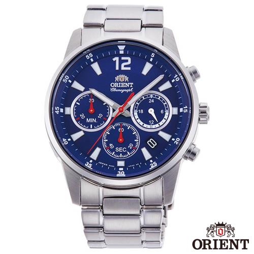 ORIENT東方錶 敏銳時計夜光三眼計時石英男錶-藍面x41.5mm  RA-KV0002L10B