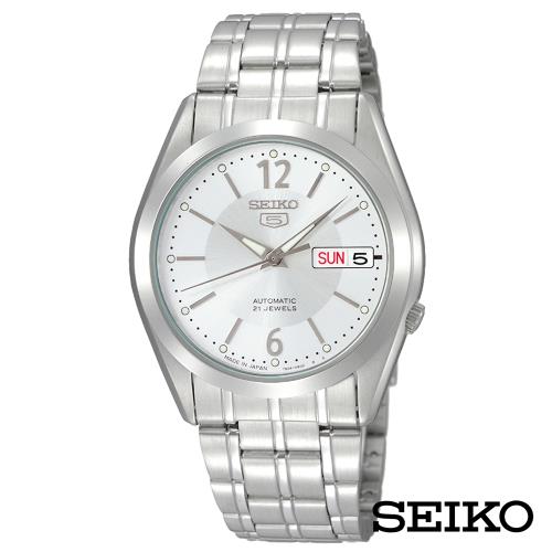 SEIKO精工   典5號自動上鍊機械腕錶-銀+白面x36.5mm SNKE97J1
