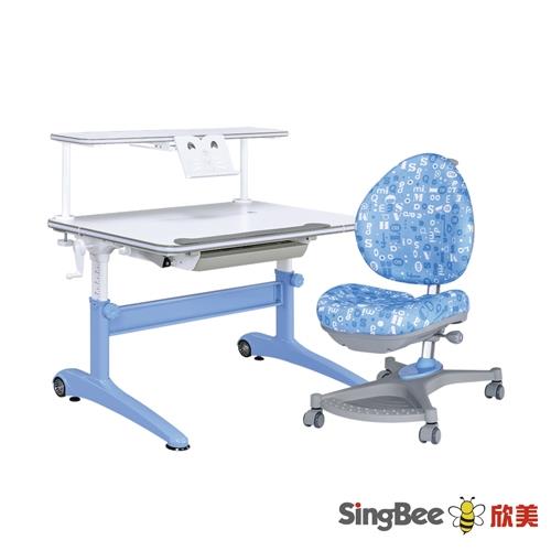 【SingBee欣美】新酷炫L桌+上層板書架+138卓越椅