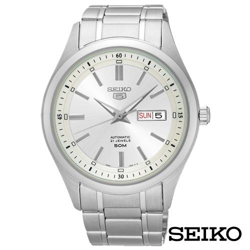 SEIKO精工   男神經典5號自動上鍊機械腕錶-銀x42.5mm SNKN85J1