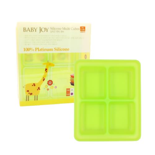 【韓國BABY JOY】鉑金矽膠副食品製冰盒4格-綠