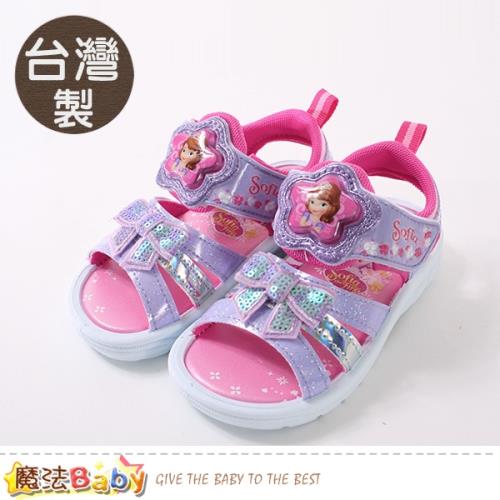 魔法Baby 女童鞋 台灣製迪士尼蘇菲亞公主授權正版閃燈涼~sa97577