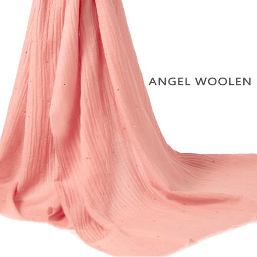 【ANGEL WOOLEN】經典素雅 Pashmina印度手工水鑽披肩 圍巾(橙色)