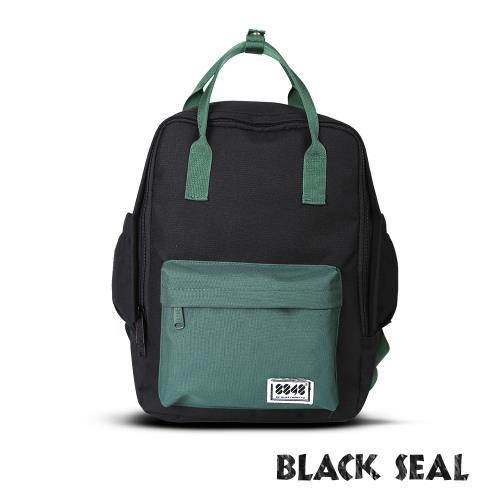 BLACK SEAL 聯名8848系列-多隔層休閒小方型後背包-黑綠 BS83008