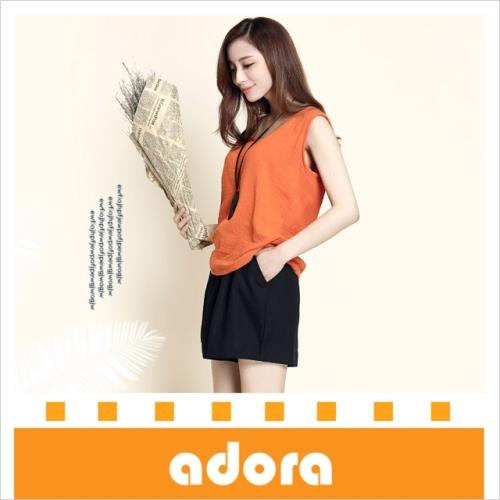 adora  夏日輕鬆百搭亞麻短裙褲 （黑色）