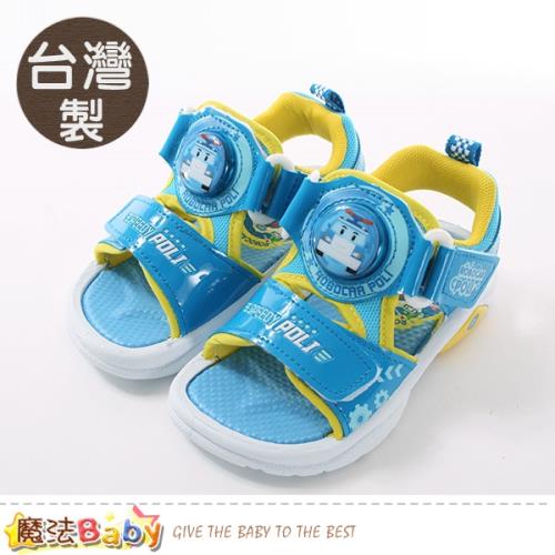 魔法Baby 男童涼鞋 台灣製POLI正版波力款閃燈運動鞋 魔法Baby~sa91126