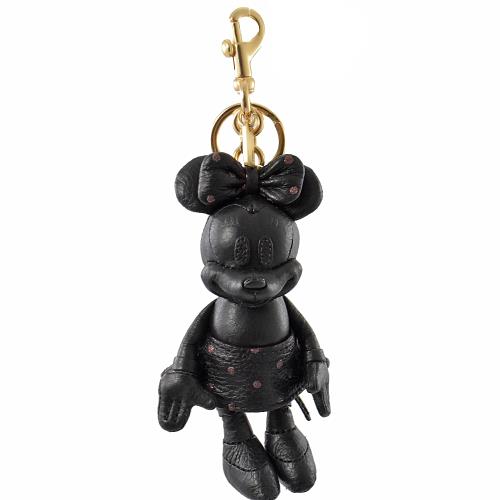 COACH 39004 迪士尼聯名米妮造型皮革鑰匙圈.黑