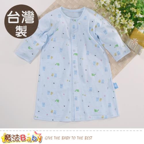 魔法Baby 嬰兒長袍 台灣製春夏薄款純棉護手長睡袍 連身衣~b0164