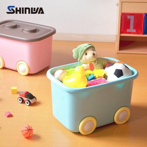 nicegoods 日本製 Shinwa伸和 玩具衣物可疊固定收納箱L(32L)-附輪-2入