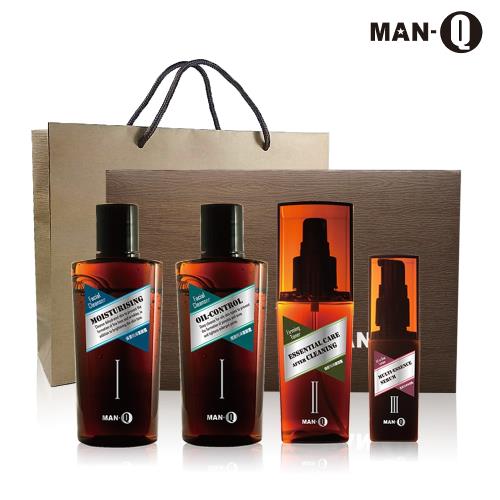 MAN-Q 精淬保養禮盒X2盒(潔顏露2款、調理露X1、水活乳X1、提袋X1/盒)