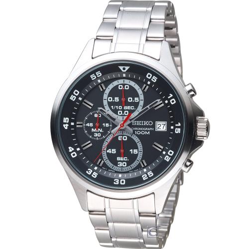 SEIKO 精工 經典時尚計時腕錶(SKS627P1)黑/42mm 4T57-00J0D