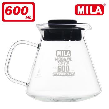 MILA耐熱玻璃壺600ml-黑蓋(兩入組)