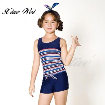 梅林品牌 時尚女童二件式泳裝 NO.M8561