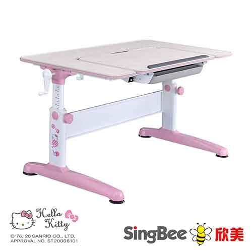 【SingBee欣美】 Hello Kitty手搖U型桌 兒童書桌 兒童成長書桌 可升降書桌-120cm桌面 