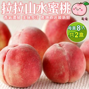 果農直配-拉拉山水蜜桃共2盒(8入_每顆110-140g/盒)