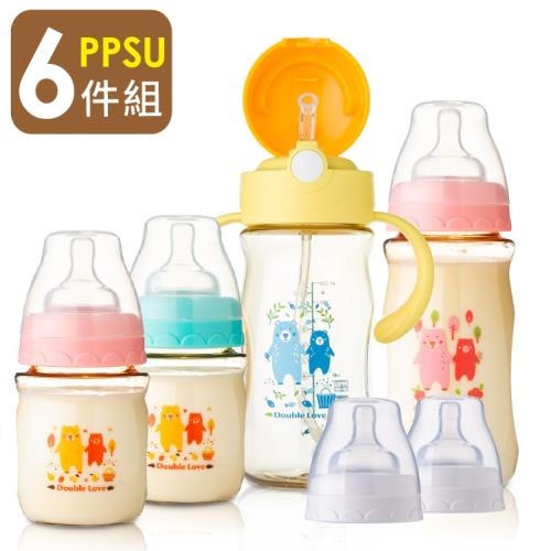 母嬰同室 (6件組)台灣製 PPSU寬口奶瓶+水杯 母乳儲存 副食品罐【A10097】150/330ml