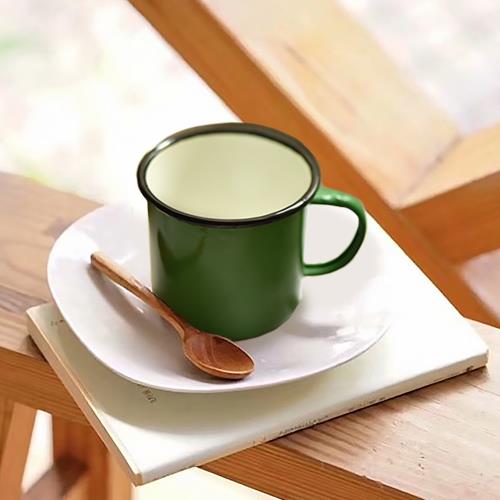 Homely Zakka 復古琺瑯 經典素色咖啡8號杯(翠綠)