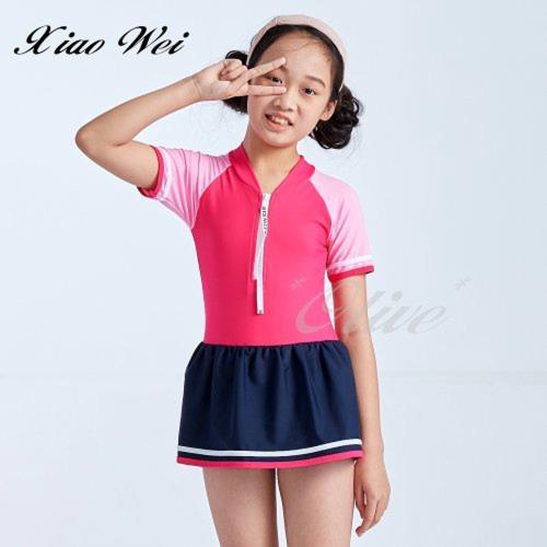 蘋果牌 時尚女童短袖連身裙泳裝 NO.019606