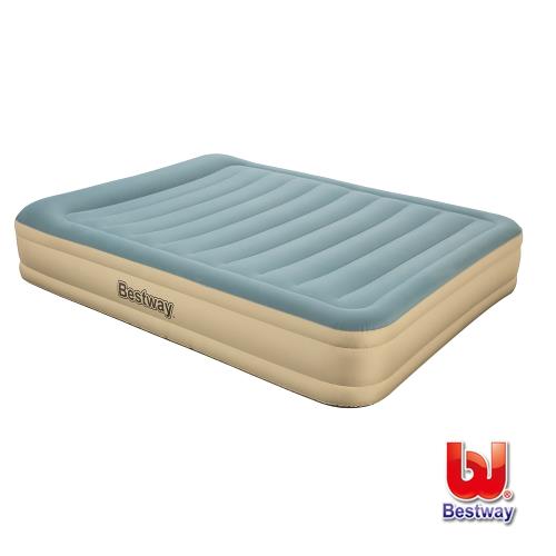 Bestway Queen雙人耐用款新布面AC自動充氣床-藍米 69008E