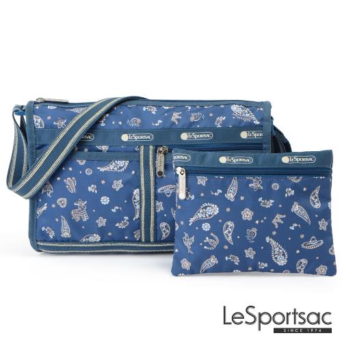 LeSportsac - Standard雙口袋斜背包-附化妝包 (慶典/藍)