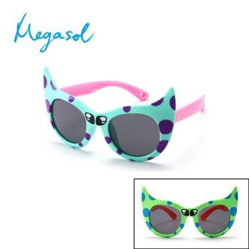 【MEGASOL】中性兒童男孩女孩UV400抗紫外線偏光兒童太陽眼鏡(可愛貓咪款KD8180-三色可選)