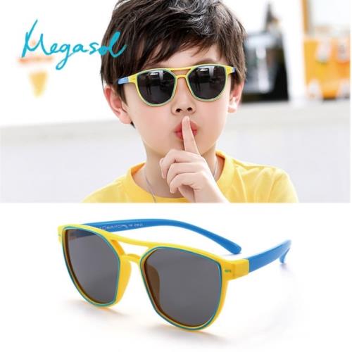 【MEGASOL】中性兒童男孩女孩UV400抗紫外線偏光兒童太陽眼鏡(造型雷朋橢圓框款KD8172-三色可選)