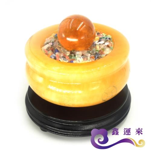 鑫運來  招財進寶金絲黃玉聚寶盆(諭方老師加持 開運擺飾首選)