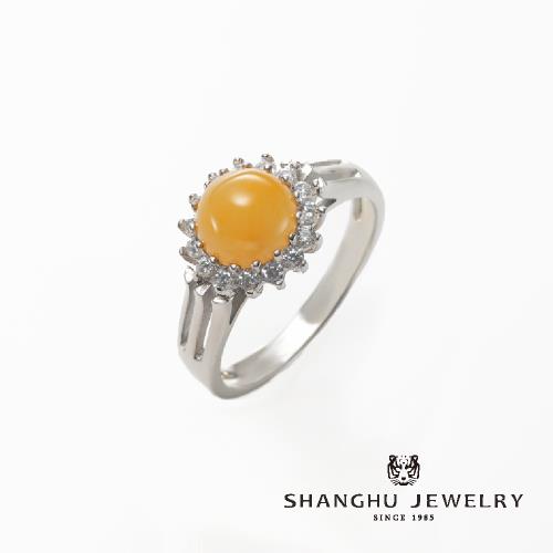 【尚虎珠寶】925銀/金絲玉/白鋯石-可愛太陽花戒