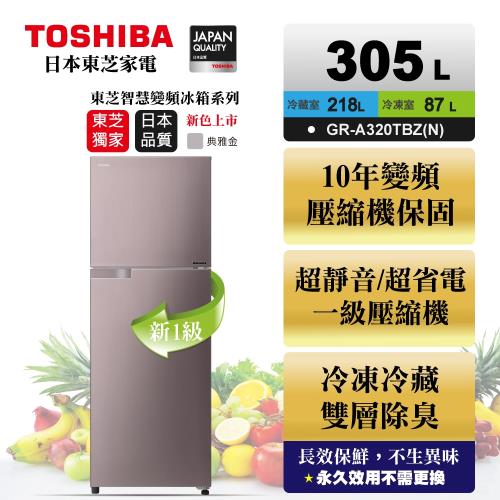 【滿額登記送聚火鍋】TOSHIBA東芝305公升一級能效變頻雙門冰箱 GR-A320TBZ(N)
