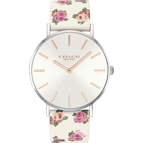 COACH Perry 幸福手繪茶花圖騰女錶(白/36mm) 14503297