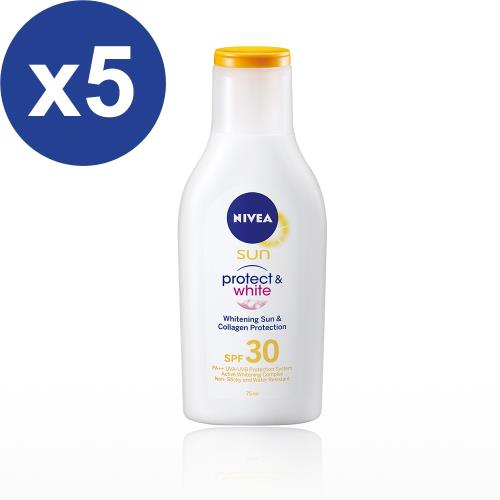 【妮維雅】防曬淨白乳液x5瓶(75ml/瓶)