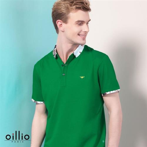 oillio歐洲貴族 男裝 超柔透氣 短袖POLO衫 綠野迷情設計 綠色-男款 上衣 精品休閒 透氣 吸濕 排汗 極品服裝  吸排 高級質感 舒適