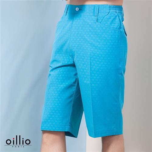 oillio歐洲貴族 男裝 超柔布料質感 抗皺 短褲 點點花紋款式 藍色-男款 吸濕 排汗 舒適 冰涼 冰絲 觸感佳 休閒褲 運動褲 服飾