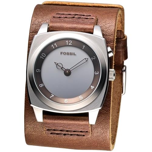 FOSSIL 大數字跳秒寬版皮帶手錶-咖啡色(BG1013)