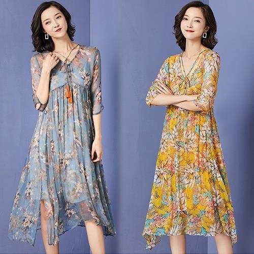 韓國K.W. (預購) 獨賣款夏日漫遊短袖洋裝