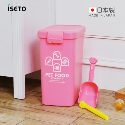 日本ISETO 日製粉彩寵物飼料密封收納桶(附夾勺)-13L