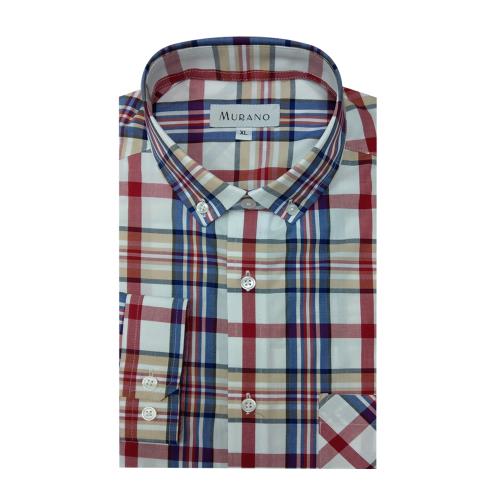 [MURANO]英倫個性長袖襯衫-紅藍白格