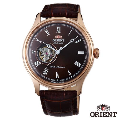 ORIENT東方錶  精實商務半鏤空自動上鍊機械腕錶-咖啡面x43mm  FAG00001T0