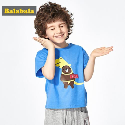Balabala巴拉巴拉-趣味小熊印花純棉短短袖T恤-男(28172191170)