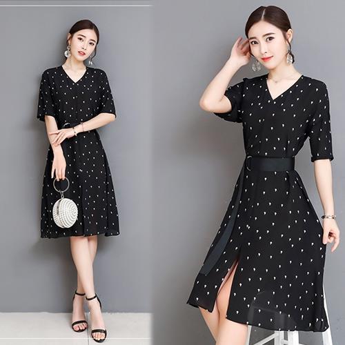 韓國K.W. (預購) 賣瘋了美感流線飛織名媛洋裝