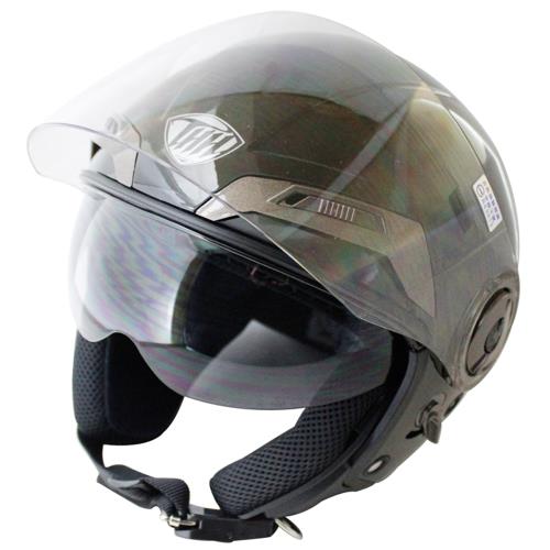 THH勇氣可掀式雙鏡片半罩安全帽T314A-黑白+新一代免洗安全帽內襯套6入