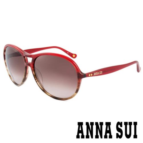 【ANNA SUI 安娜蘇】香氛花園紅焰星芒雙樑設計款太陽眼鏡(AS830-204-紅)