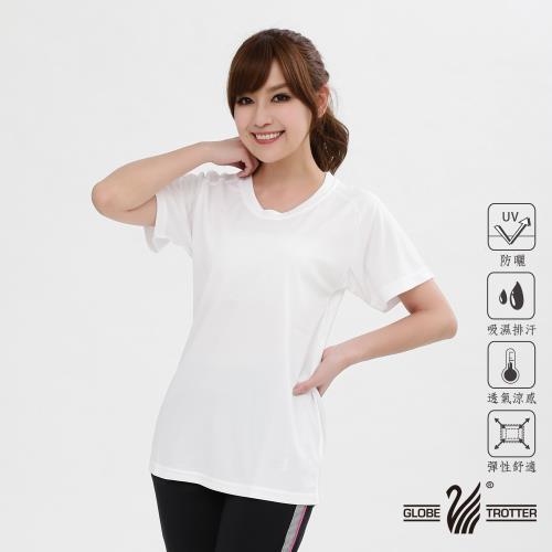 【遊遍天下】 MIT台灣製中性款透氣吸排圓領機能衫(白色2L)